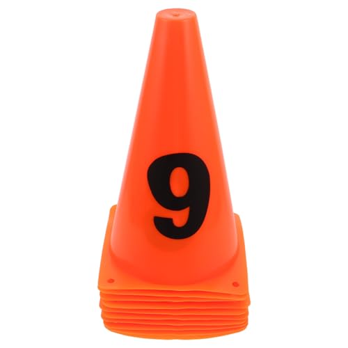 10pcs Soccer Agility Training Cones Set, 23cm Plastic Numbered Spot Markers 0-9 for Football Field Drills and Speed Agility Exercises