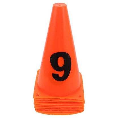 10pcs Soccer Agility Training Cones Set, 23cm Plastic Numbered Spot Markers 0-9 for Football Field Drills and Speed Agility Exercises