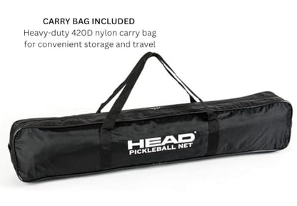 HEAD Portable Pickleball Net System - Official Size, Quick Setup & Carry Bag - Durable & Lightweight Black Net for Indoor/Outdoor Play