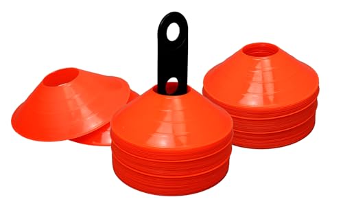 BlueDot Trading High Visibility Sports Cones for Agility Training, Soccer, Football, Field Cone Boundary Markers for Adults or Kids, Orange, Quantity 12-Pack