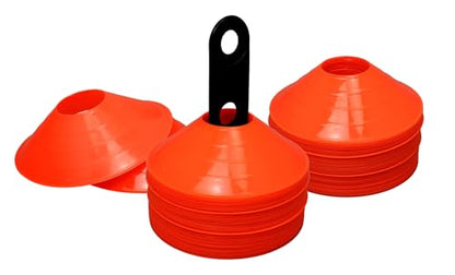BlueDot Trading High Visibility Sports Cones for Agility Training, Soccer, Football, Field Cone Boundary Markers for Adults or Kids, Orange, Quantity 12-Pack