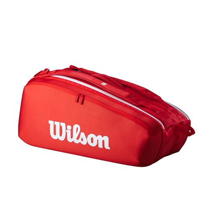 WILSON 2025 Super Tour Red Tennis Racket Bags - size: Racket Bag - Holds up to 9 Rackets