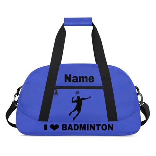 Custom Sport Duffel Bag Badminton Personalized Name Sports Bag Overnight Weekender Bag Waterproof Travel Sport Gym Bags, Blue - color: Blue, style: Badminton