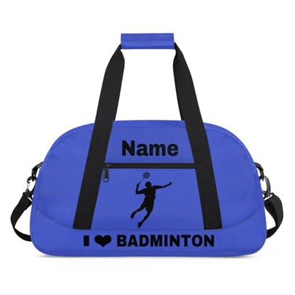 Custom Sport Duffel Bag Badminton Personalized Name Sports Bag Overnight Weekender Bag Waterproof Travel Sport Gym Bags, Blue - color: Blue, style: Badminton
