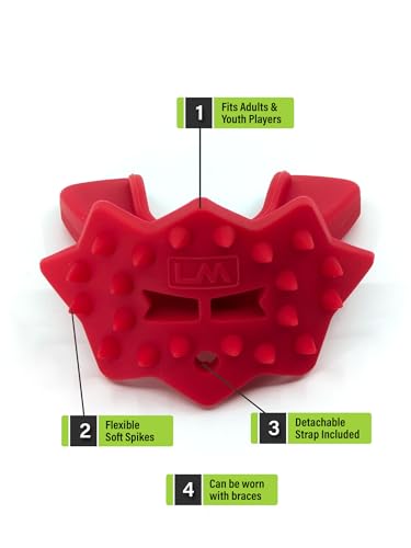 Loudmouth Football Mouth Guard - 3D SpikeSurge Football Mouthpiece with Strap, Fits Adult & Youth, Mouth Guard Football Accessories (Trojan Cardinal Red) - color: Trojan Cardinal Red