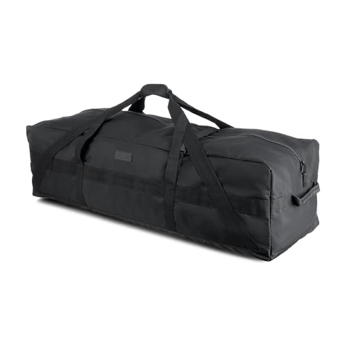 Fitdom 106L 45" Heavy Duty Extra Large Duffle with Upgrade Zipper, Durable & Water Resistant. Perfect as Camping Bag Travel Storage Tent Storage Sports Equipment Bag For Coaches & More - color: Black