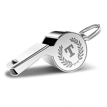 fkovcdy Initial Coach Gifts, Whistle for Coaches, Whistle Emergency, Thank You Coach Gifts, Personalized Monogram Coaches Whistle - color: The letter T