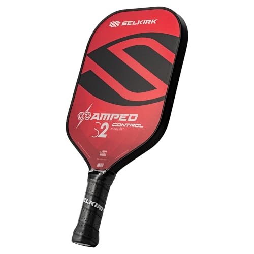 Selkirk Sport Amped Control Pickleball Paddle | Precision & Control Fiberglass Pickleball Paddles | 16mm X5 Core | Made in USA - color: Red | Midweight, size: S2 (Largest Sweetspot)