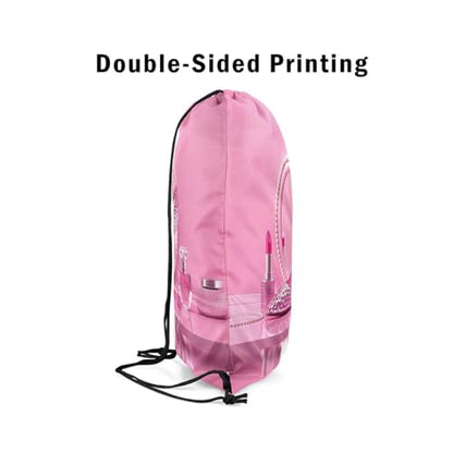 Castle Fairy Pink High Heel Drawstring Gym Bag,Rose Lipstick Foldable Waterproof Drawstring Backpack,Valentine'S Day Draw String Back Bags for Shopping,Swimming,Beach,Pink Rose - color: Pink Rose