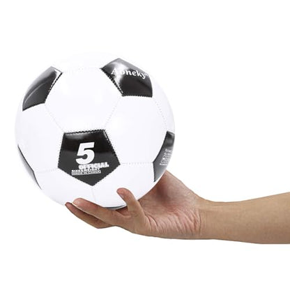 Aoneky Adult Size 5 Traditional Soccer Ball - Ships Deflated, Pump Included - color: White/Black, style: 5-Pack Deflated Ball with Pump