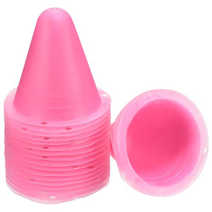 PATIKIL Agility Cones, 20 Pack Sports Cones Training Marker Round Head for Football Roller Skating Outdoor Activity, Pink