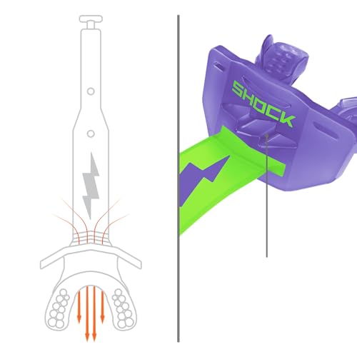 Shock Doctor Bolt Lipguard, Adult Mouth Guard Football with Strap. Mouthguard One Size Fits All - color: Trans Purple/Shock Green