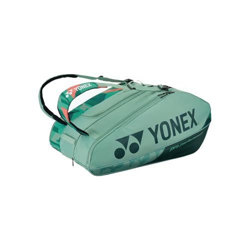 Yonex Pro Racquet Bag 12, Multi-Compartment 12-Racket Tennis Gear Travel Pack, Backpack Carry Straps/Grab Handle (BA924212) - color: Olive Green