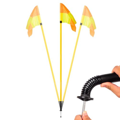 6 Pcs 5FT Soccer Corner Flags for Soccer Field + 6 Pack 8.3" Inflatable Footballs with Pump and Kicking Tee-Spring Loaded Adjustable Speed and Agility Training Equipment With Storage Bag