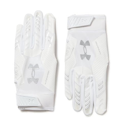 Under Armour F9 Nitro Football Gloves - color: (100) White / Distant Gray / Metallic Silver, size: Medium