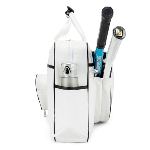 Tennis Bags Leather Tennis Racket Bag Women Tennis Tote Bag PU Sport Handbag Waterproof Lightweight Badminton Racket Shoulder Bag For 2 Rackets With Removable Shoulder Straps Outdoor