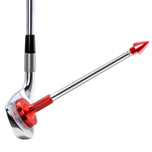 THE GOLFER STORE Golf Alignment Rods, Golf Club Alignment Stick Corrector Magnetic Golf Swing Trainer Aid Help Visualize and Align Your Golf Shot Length Adjustments - color: Red