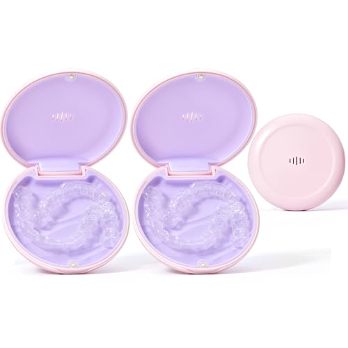 2 Pack Retainer Case Ultra-slim Aligner Case with Vent Holes Removable Inner Tray Silicone for Easy Cleaning (2Pack Pink Purple) - color: 2Pack Pink Purple