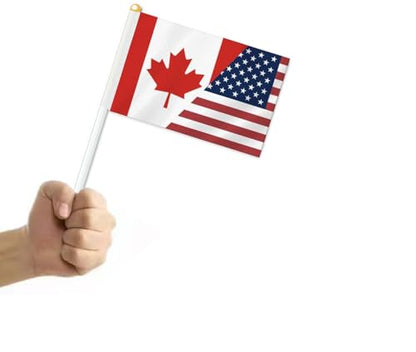 10 PCS Canada USA Friendship Handheld Small Flag, Canadian American Flags Hand held Mini Decor Decoration Banner