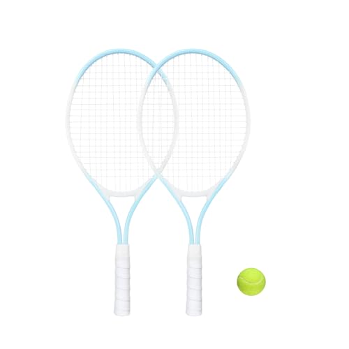 Children's Tennis Racket for 2 Players, Suitable for Beginners, pre Worn 27 inch Lightweight Children's Racket, Suitable for Boys and Girls, Equipped with Tennis - color: Blue