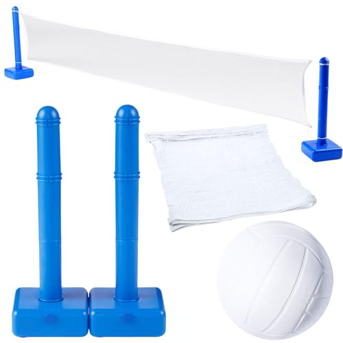 SWIMLINE ORIGINAL Pool Volleyball Net Games Set With Ball Adjustable Up To 20 Feet Wide | For Kids & Adults | 2 Blue Water-Fill Bases | Easy Assembly Compatible W/ Outdoor & Indoor Inground Pools - style: Intro. Volleyball Game