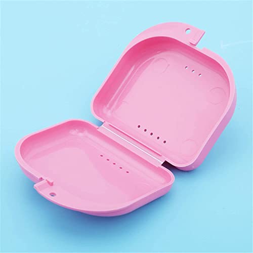 Generic Mouth Guard Case Orthodontic Retainer Box Denture Storage Container, Pink Durable and Professional