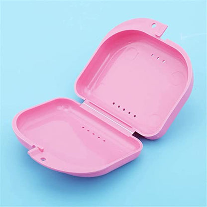 Generic Mouth Guard Case Orthodontic Retainer Box Denture Storage Container, Pink Durable and Professional