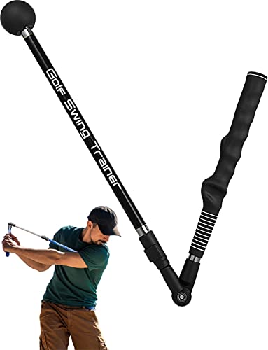 Golf Swing Trainer aid - Golf Training aid to Improve Hinge, Forearm Rotation, Shoulder turna and Grip.Portable Collapsible Swing Trainer Equipped with Golf Grip Trainer - color: Left Hand Grip(Black)