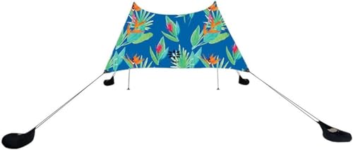 Neso Portable Beach Tent Sun Shelter with Sand Anchor - Lightweight Beach Shade Canopy - Easy Setup for Family Outings - Patented Reinforced Corners - UPF 50+ - 7 x 7ft - Tropical Floral - color: Tropical Floral