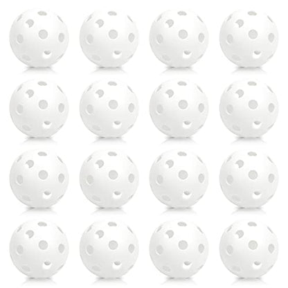 16 Pack Plastic Baseballs - Hollow Softballs for Lightweight Batting Practice - Indoor/Outdoor Training Balls - color: White