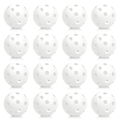 16 Pack Plastic Baseballs - Hollow Softballs for Lightweight Batting Practice - Indoor/Outdoor Training Balls - color: White