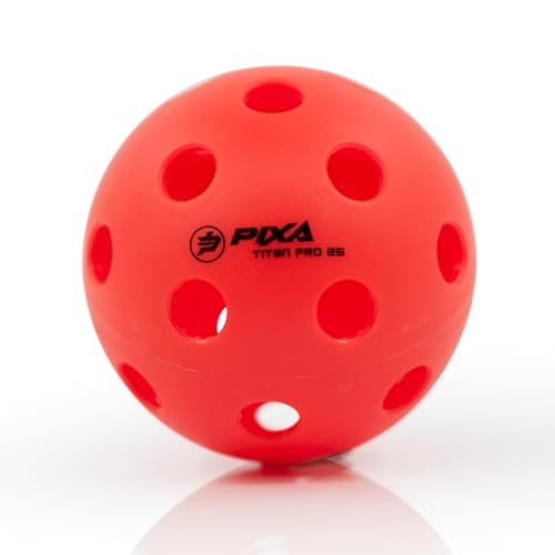 PIXA Titan Pro 26 Indoor Pickleball - USAPA Approved, Durable Indoor Pickleballs, Consistent Bounce, Smooth Flight, Ideal for Competitive Play- Packs of 3, 6, 12, 50 - color: Sunset Red, size: 3 Pack