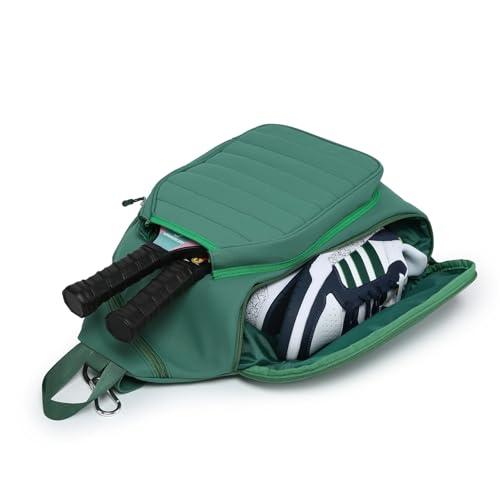 Sling Bag Crossbody Backpack for Pickleball Paddle Tennis Racketball Travel for Men and Women, with Ice Bag 2PS - color: Green