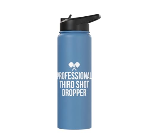 Professional Third Shot Dropper Pickleball Player Design Stainless Steel Insulated Water Bottle - color: Light Blue