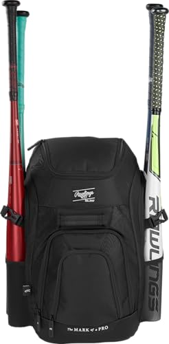 Rawlings | FRANCHISE 2.0 Player's Backpack | Baseball/Softball | Rec/Travel | Multiple Styles | Baseball/Softball - color: BLACK
