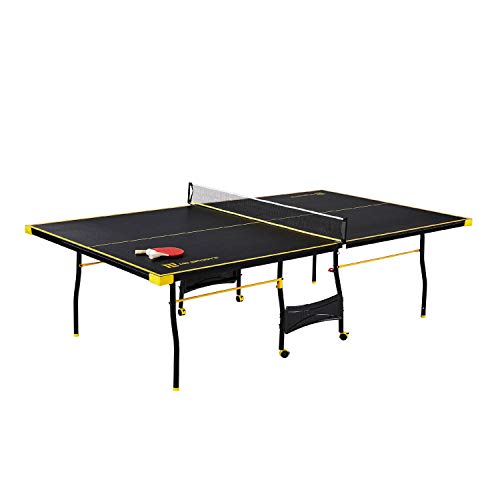 MD Sports Table Tennis Tables Multiple Styles Ping Pong Tables, Foldable for Easy Storage with Nets Included, Perfect for Family Game Rooms | Multiple Styles - style: Black & Yellow