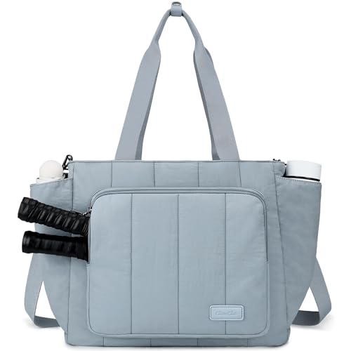 Chase Chic Pickleball Tote Bag for Women,Lightweight Puffer Quilted Pickle Ball Paddle Holder for Gym Sports - color: Light Blue