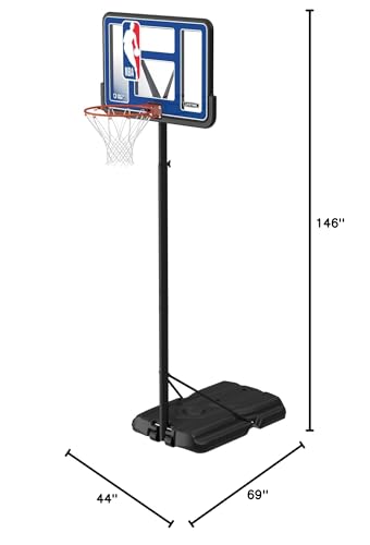 Lifetime NBA League Edition Portable Basketball Hoop, Adjustable Height 7.5-10 Ft, 44 Inch Shatterproof Fusion Backboard, Base with Wheels