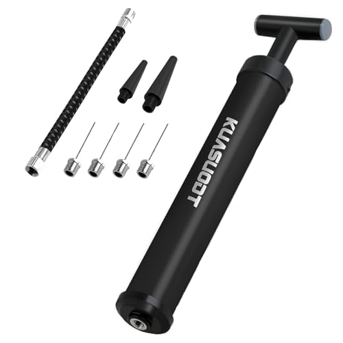 Ball Pump Air Pumps for Balls 10 Inch Hand Pumps 9 Pcs Ball Pump Kit, Portable Air Pump Sports Balls Accessories with 4 Needles, 2 Nozzles & Extension Hose for Volleyball Soccer Basketball Football - color: black
