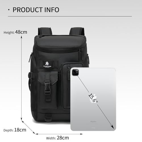 tennis mountain climbing travel backpack, independent shoe compartment for sports and fitness, waterproof 15.6-inch computer bag - color: Black