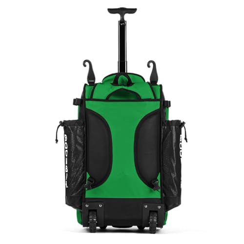 Boombah Catchers Superpack Hybrid Rolling Bat Bag - Multiple Colors - Wheeled & Backpack Version - color: Black/Kelly Green