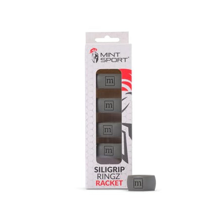 Siligrip Ringz Racket, Non-Slip Silicone Pickleball Paddle Grip Bands, Vibration Dampening Overgrip Alternative for Pickleball, Padel, Tennis, Badminton & Squash, 4 Pack - color: Gray