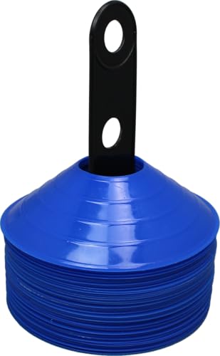 BlueDot Trading High Visibility Disc Cones for Sports, Agility Training, Soccer, Football, Field Cone Markers for Adults or Kids, Blue, Quantity 12-Pack