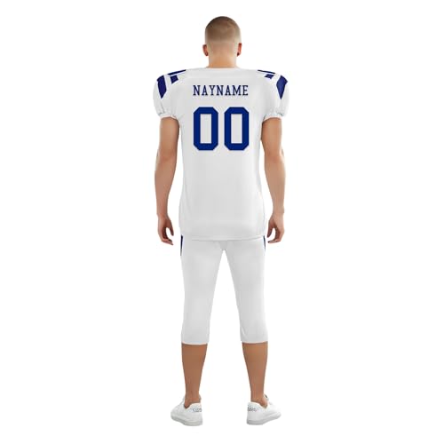 Youth Football Practice Jersey, Custom Blank Kids Practice Football Uniform Sportswear for Boys Training Games - color: Speed Blue White
