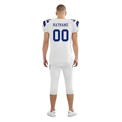 Youth Football Practice Jersey, Custom Blank Kids Practice Football Uniform Sportswear for Boys Training Games - color: Speed Blue White