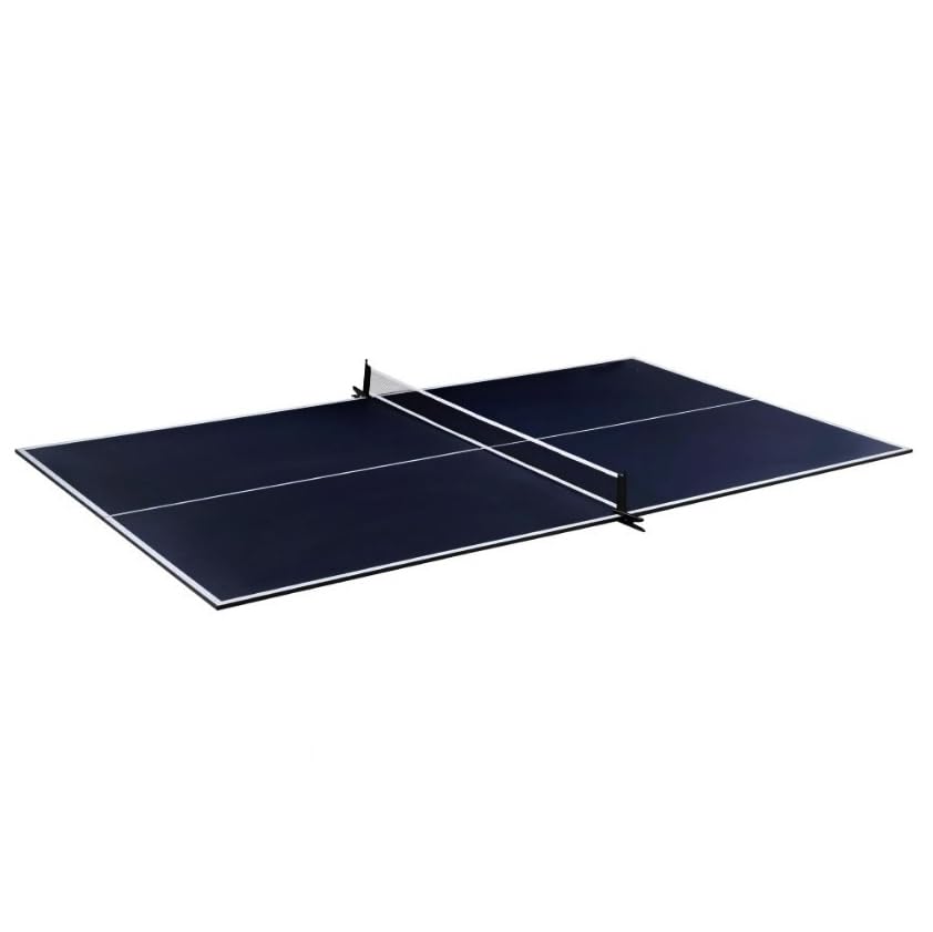 Indoor Official Size 4-Piece Table Tennis Conversion Top, Foldable Ping Pong Tabletop with Clamp-Style Net & Post, EVA Foam Padding, Easy Fold-Up Storage & Durable Double-Sided PVC Surface