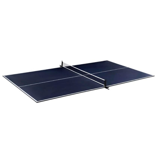 Indoor Official Size 4-Piece Table Tennis Conversion Top, Foldable Ping Pong Tabletop with Clamp-Style Net & Post, EVA Foam Padding, Easy Fold-Up Storage & Durable Double-Sided PVC Surface