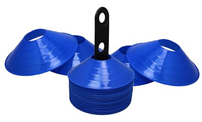 BlueDot Trading High Visibility Disc Cones for Sports, Agility Training, Soccer, Football, Field Cone Markers for Adults or Kids, Blue, Quantity 12-Pack