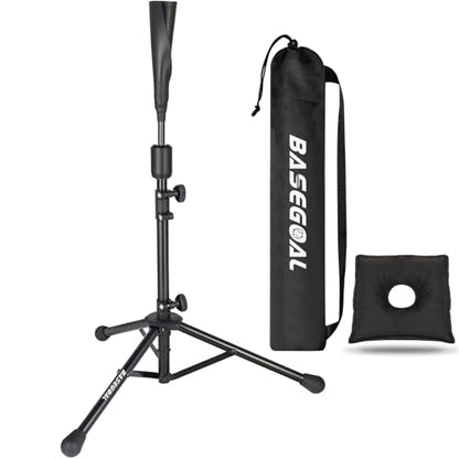 BaseGoal Batting Tee Baseball Tee,Softball Travel Portable Tee Tripod Stand Rubber Tee for Batting Training Practice with Carrying Bag - color: Black, style: New Tee