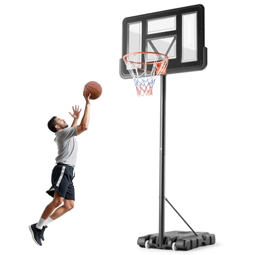 Basketball Hoop Outdoor 4.2-10FT Adjustable Height, 44 Inch Shatterproof PC Backboard Fillable Base with 2 Wheels, Portable Goal Court System Gift for Family, Indoor Pool Driveway Backyard - size: Basketball Hoop